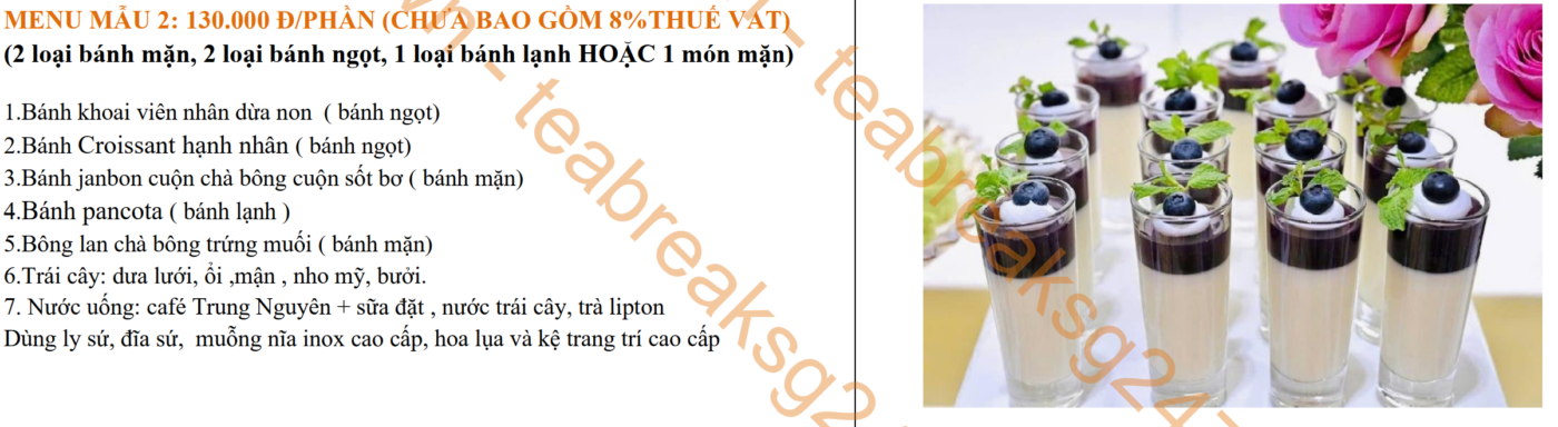 menu tiệc cao cấp