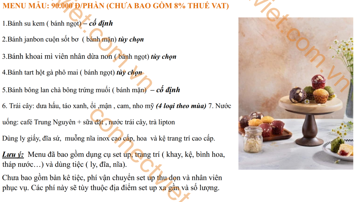 Menu tiệc teabreak