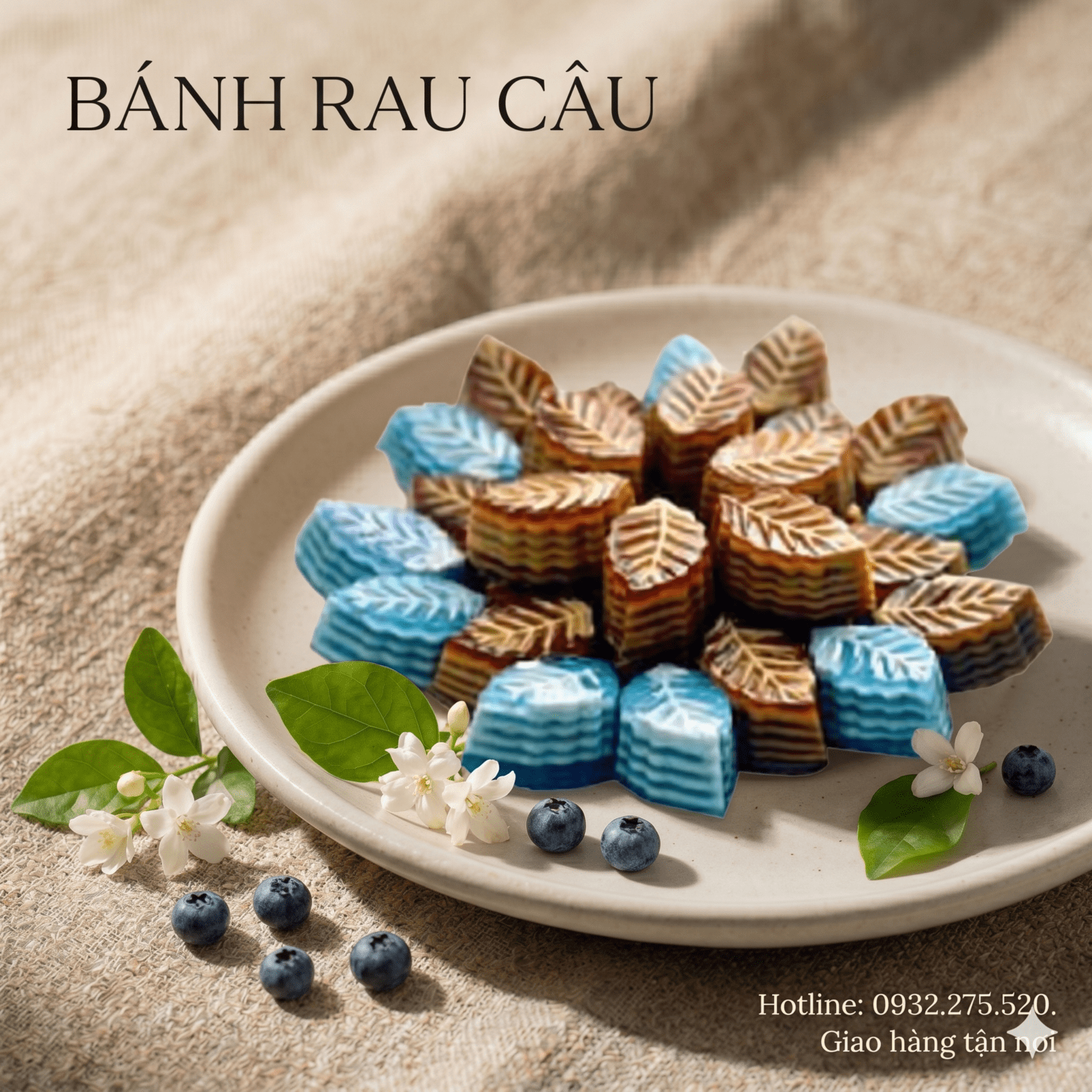 Khám phá bánh rau câu lá nghệ thuật với tạo hình tinh tế, nhiều tầng màu sắc đẹp mắt, vị thanh mát, phù hợp biếu tặng, đãi tiệc và giao hàng tận nơi.