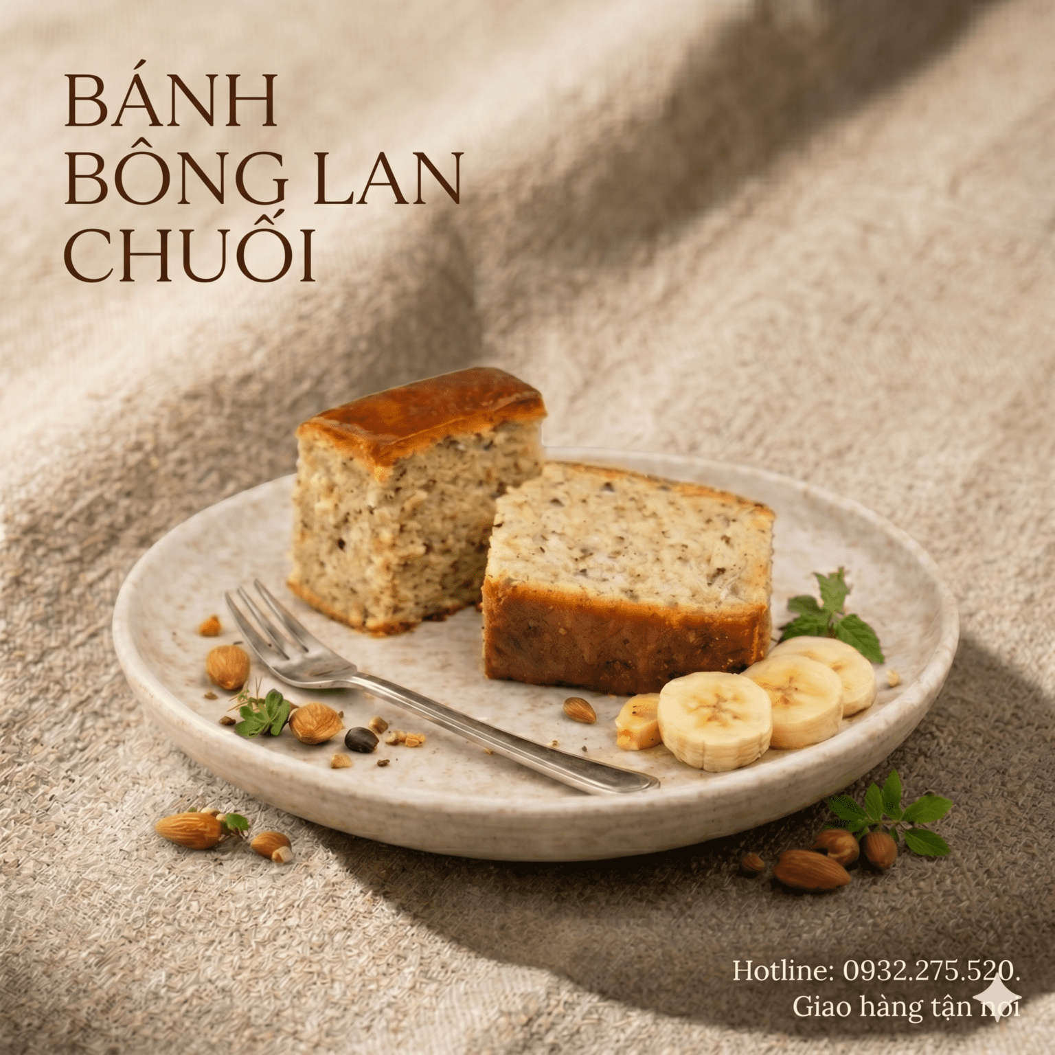 Bánh bông lan chuối thơm ngon, ít ngọt cho tiệc trà chiều doanh nghiệp.