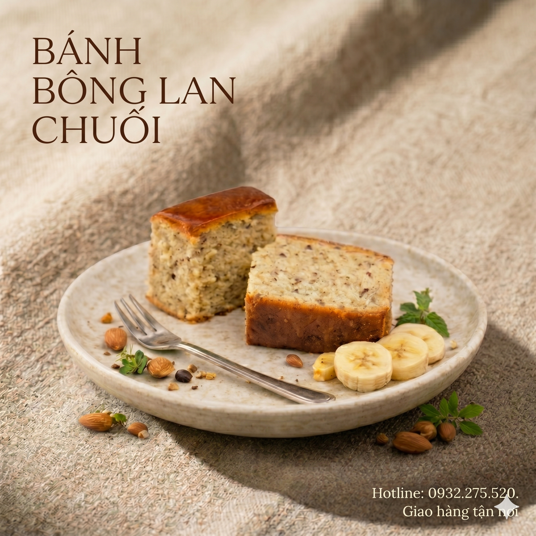 Bánh bông lan chuối thơm ngon, ít ngọt cho tiệc trà chiều doanh nghiệp.